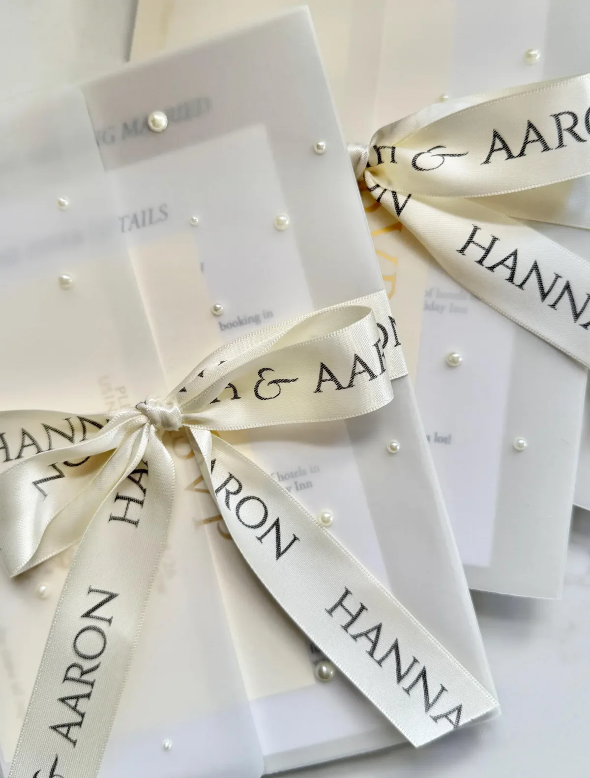Custom printed wedding ribbon for invitations