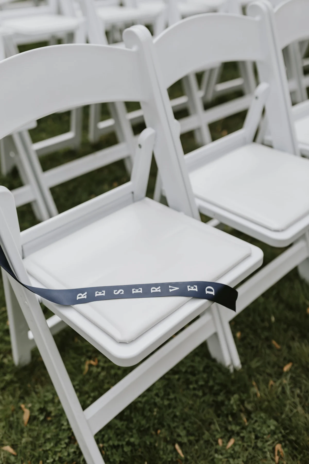 Navy blue satin ribbon Reserved chair ribbon sign