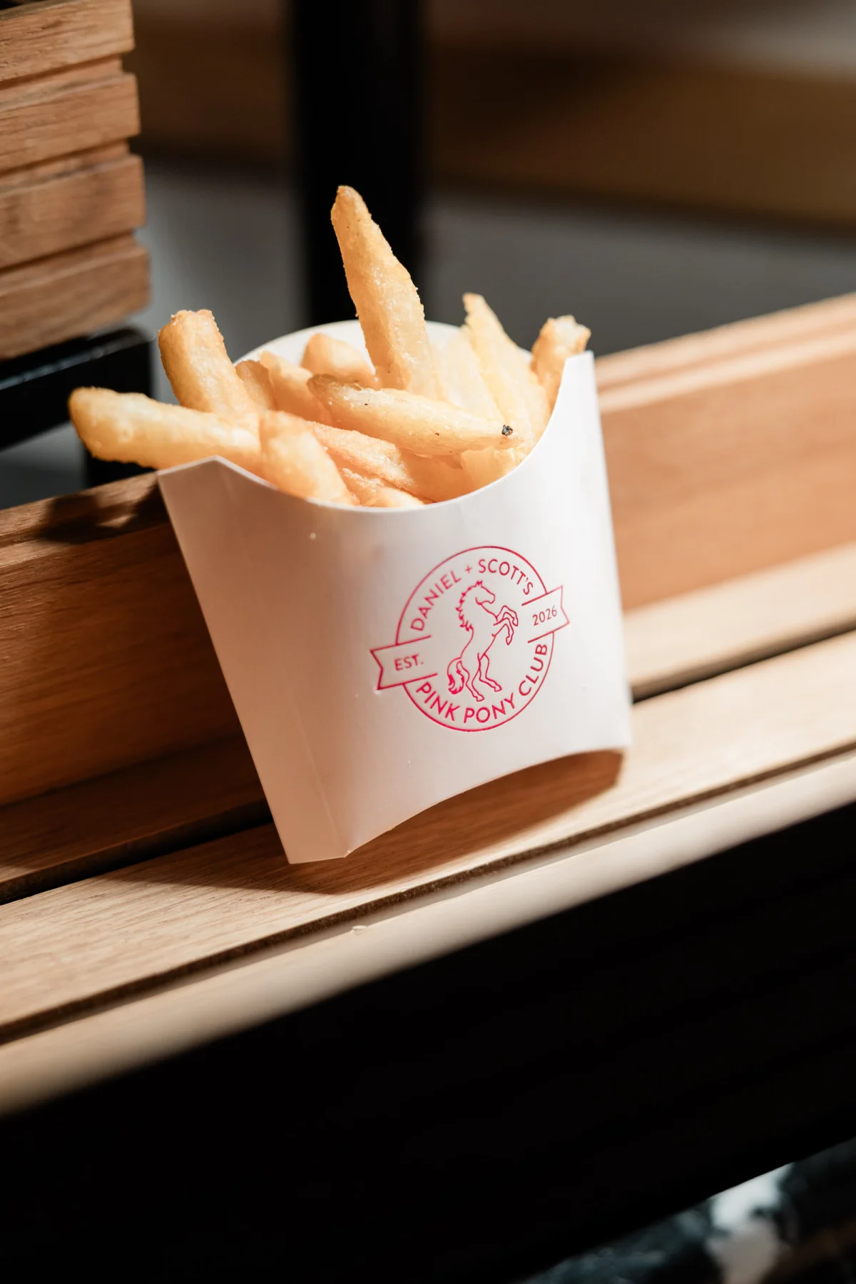 Personalized french fry containers for late night wedding snack idea