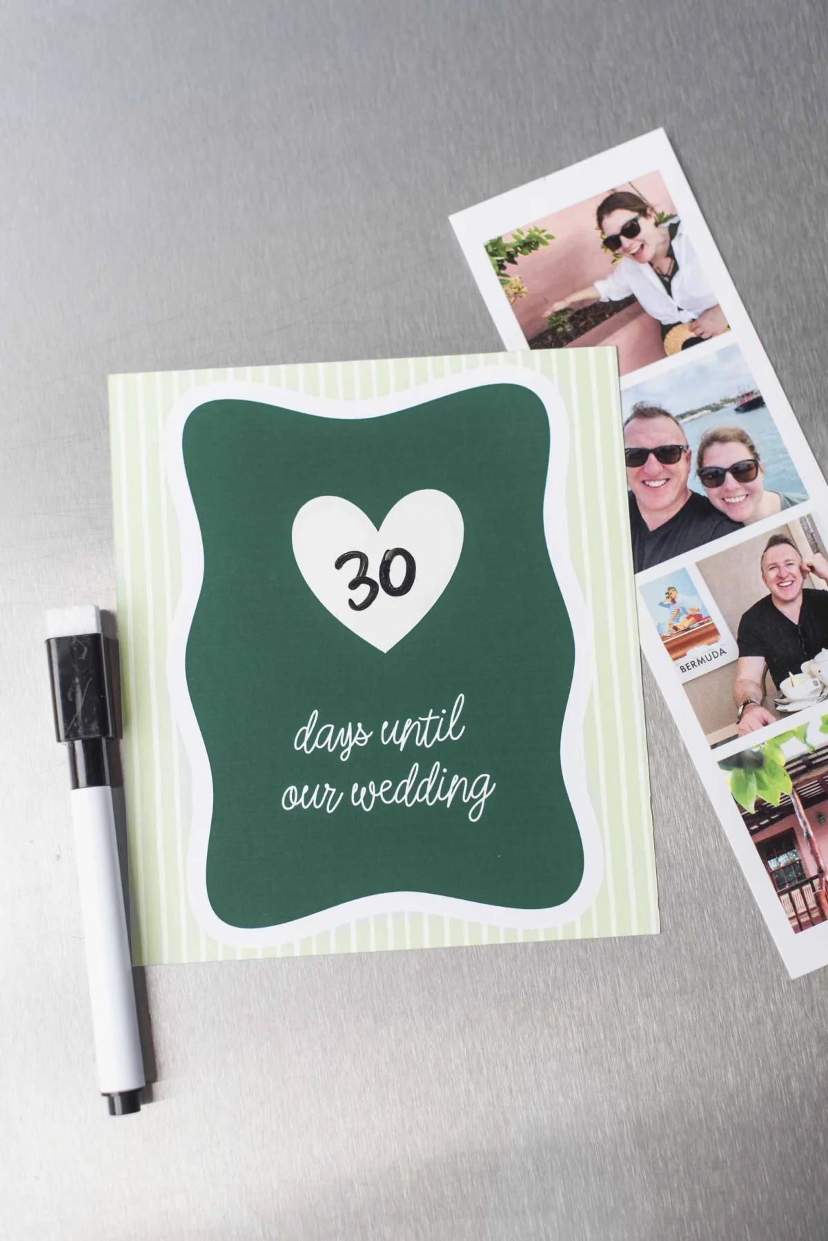DIY wedding countdown magnet made with Cricut and Canon printer