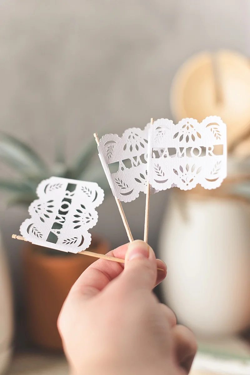 Amor Love wedding papel picado food flags SVG file