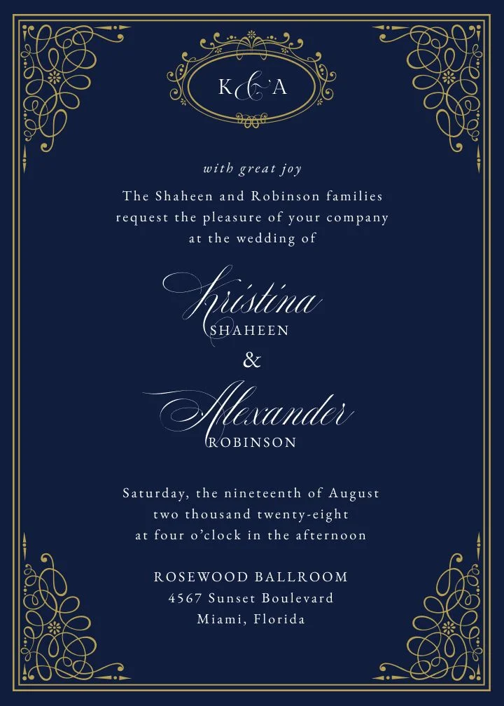 Queens Palace wedding invitation design