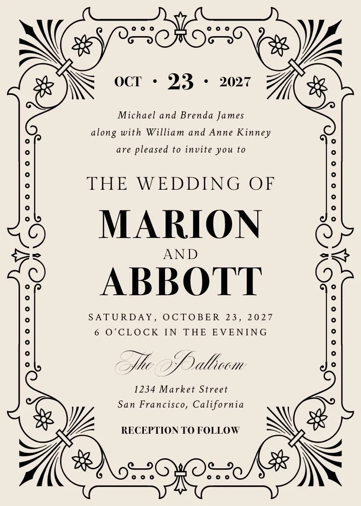 Marion wedding invitation design