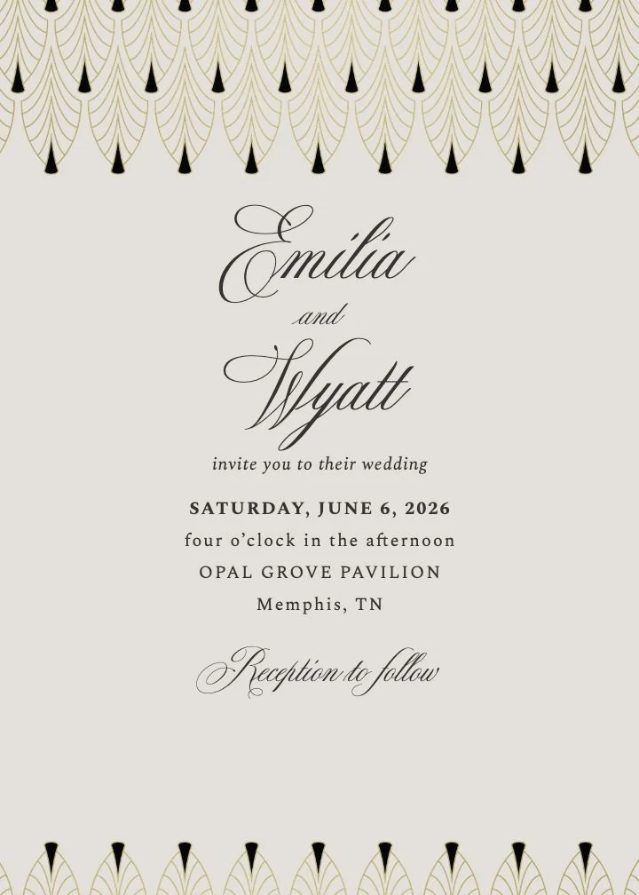 Chandelier Gold wedding invitation with gold chandelier fringe borders