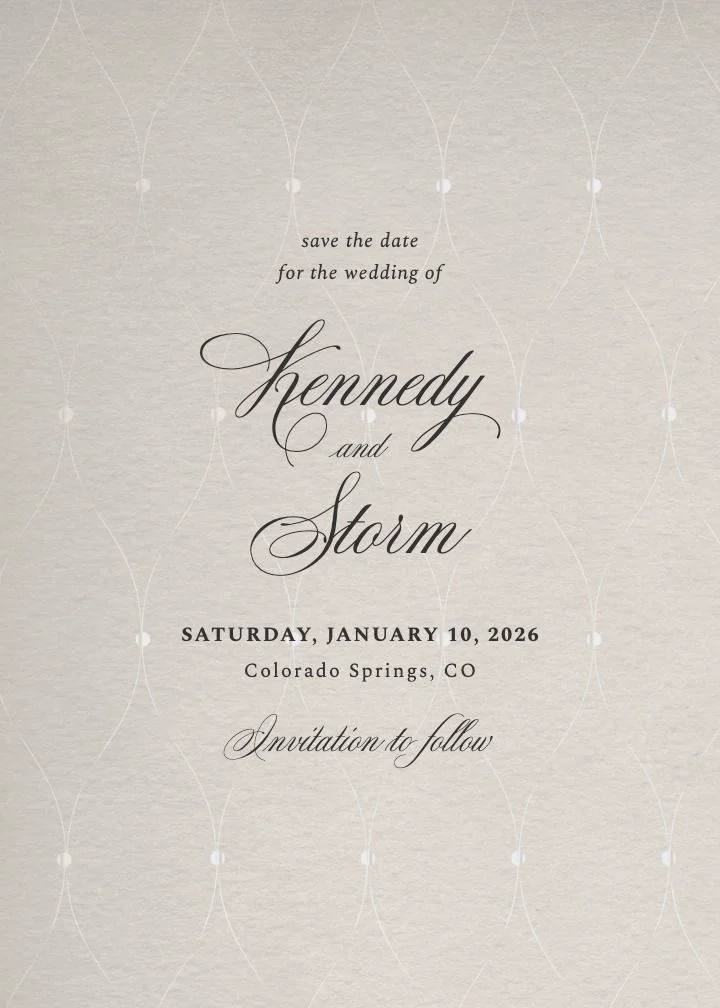 Elegant Paper save the date card by Joy, cream textured minimalist design.