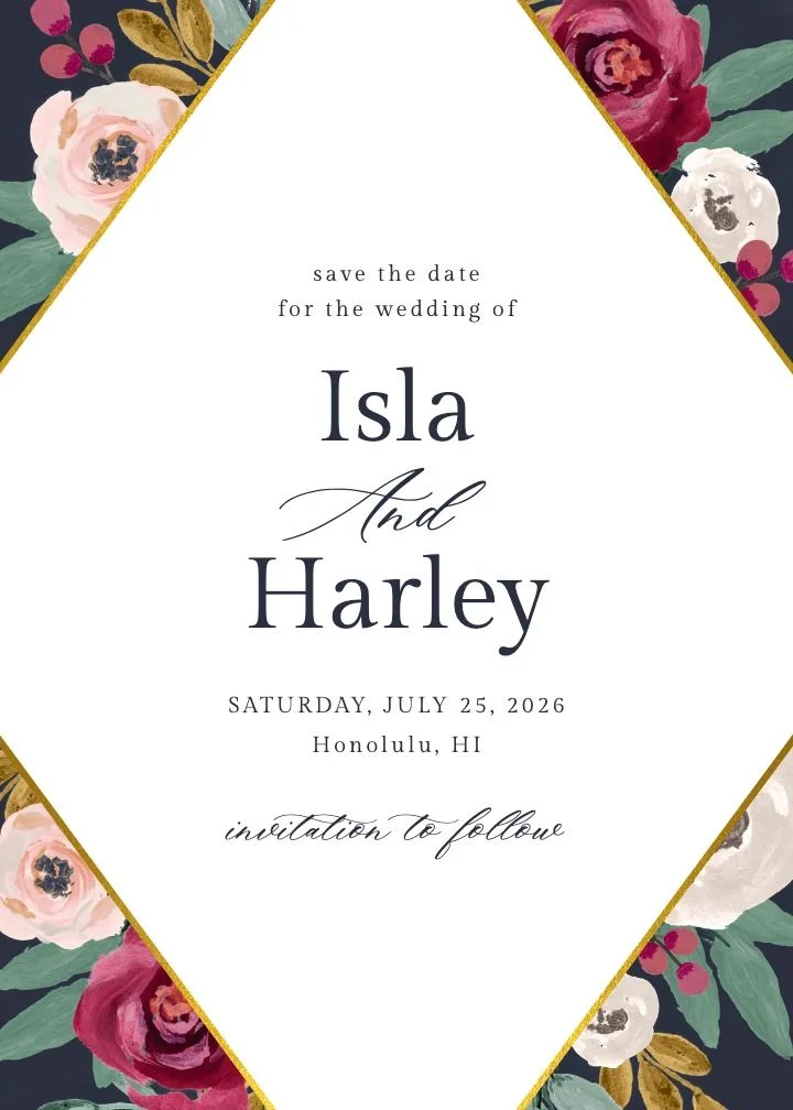 Fresh Bouquet II save the date with a soft, freshly gathered romantic bouquet illustration