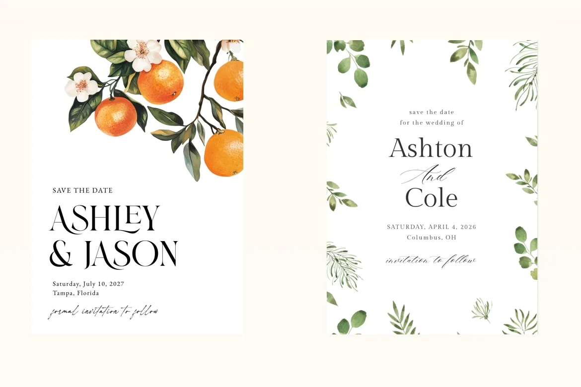 Elevate Your Announcement with Botanical Save the Dates