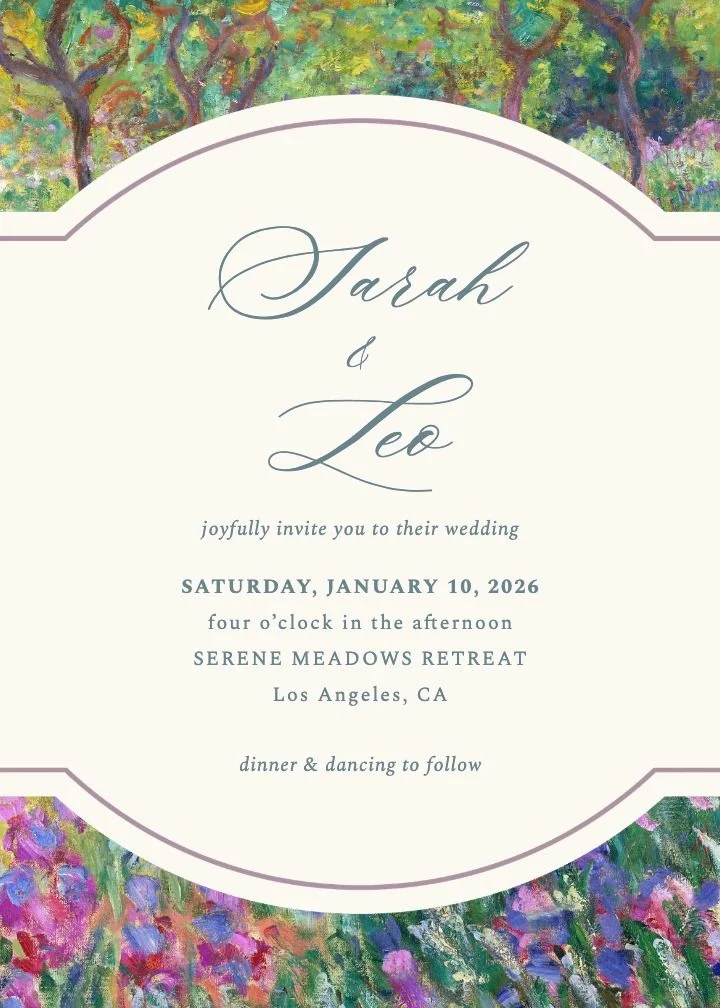 Artist's Garden wedding invitation design