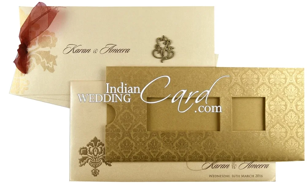 Gold Foil Ribbon Wedding Invitation