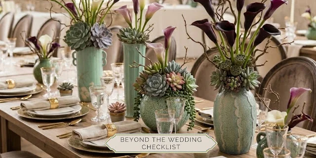 Elegant outdoor wedding setting with floral arrangements.