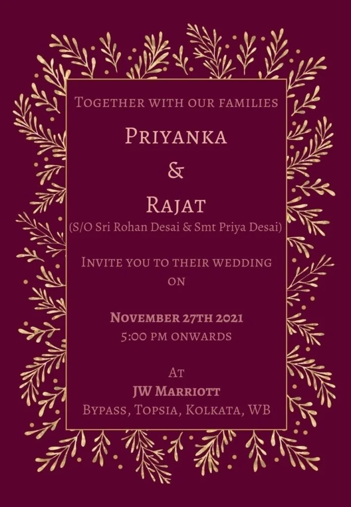 WhatsApp Wedding Card Example